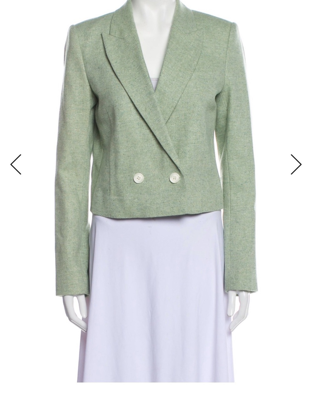 10 Crosby Derek Lam Cropped Double-Breasted Blazer in Mint Green